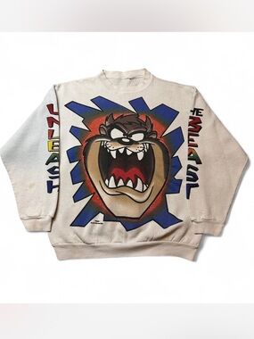 Men's 90’s Graphic Tasmanian Devil Unleash The Beast Looney Tunes Sweater
